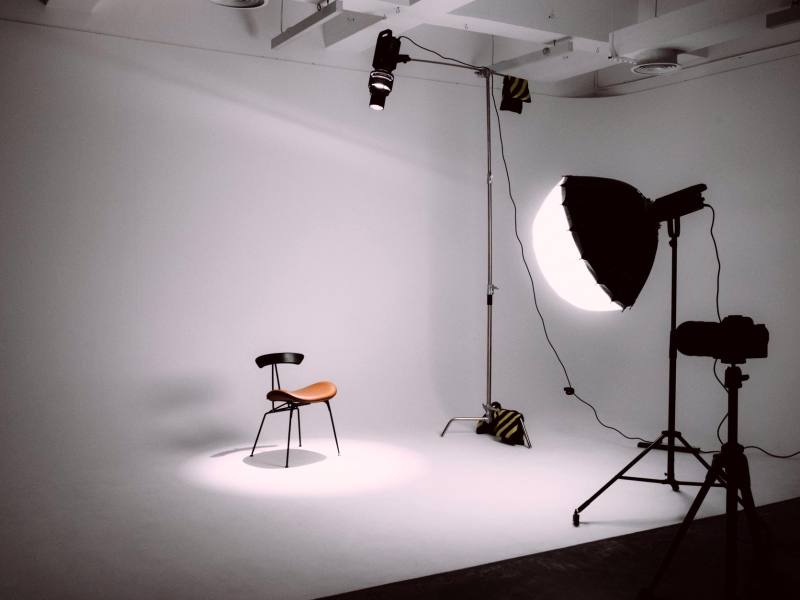 Softbox and backdrop for an interview